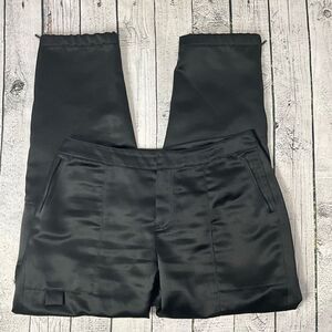 WOMYN Black Satin Utility Jogger Pants